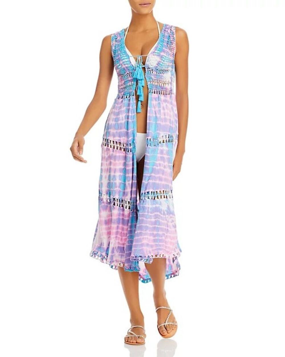 Tiare Hawaii Crochet Kimono Swim Cover-Up One Size